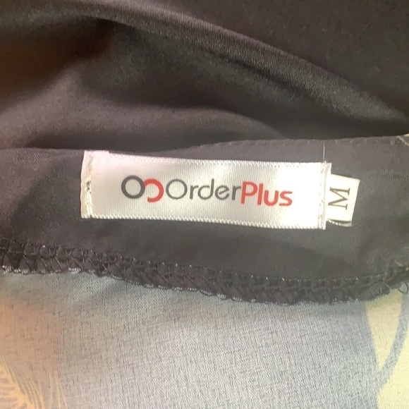 Order Plus Black/Green Leafy Print Roll-Up Sleeve Blouse Size M - Picture 9 of 13